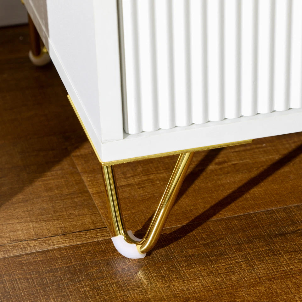 Bedside Table with 2 Drawers Gold Legs Side Table Nightstand Bedroom Furniture