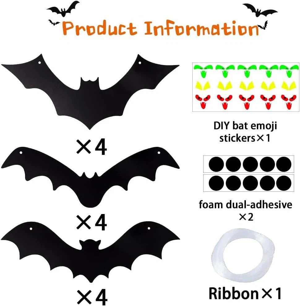 12PCS Halloween Hanging Bats, Halloween Flying Bat Hanging Decorations