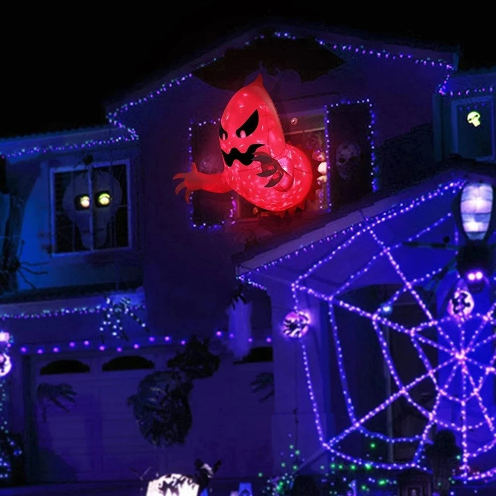 Halloween Inflatable Ghost With LED Lights Coming Out From Window Outdoor Decor