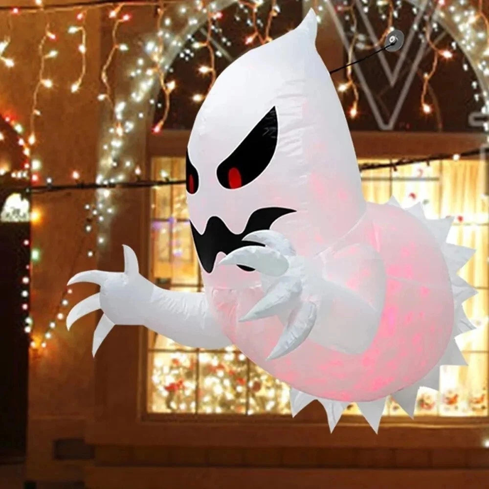 Halloween Inflatable Ghost With LED Lights Coming Out From Window Outdoor Decor
