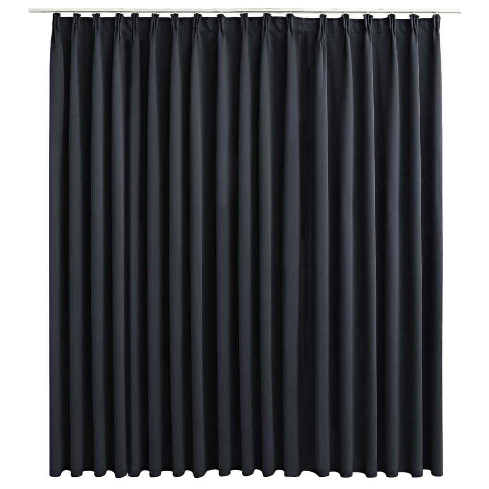 Blackout Curtain with Hooks Blind Drapery Window Covering ( Black)