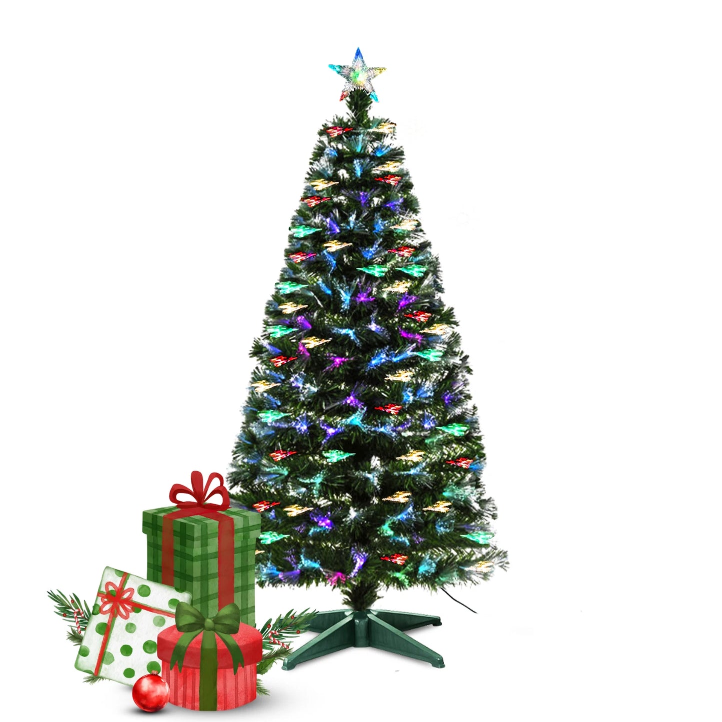 Christmas Tree Fibre Optic Artificial Colour Changing Xmas decor 4FT 5FT