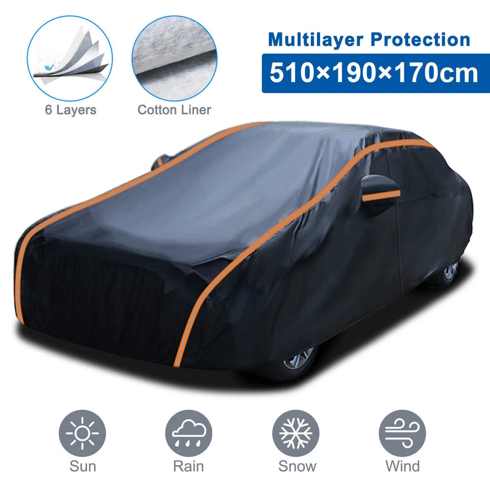 Waterproof 6 Layer Car Cover Heavy Duty Cotton Lined UV Protection