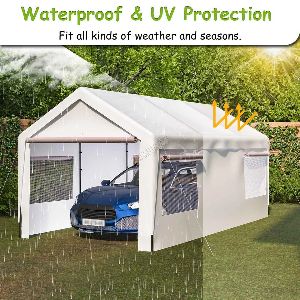 Carport 10x20ft Car Canopy Garage UV-Proof Waterproof SUV Boat Heavy Duty White