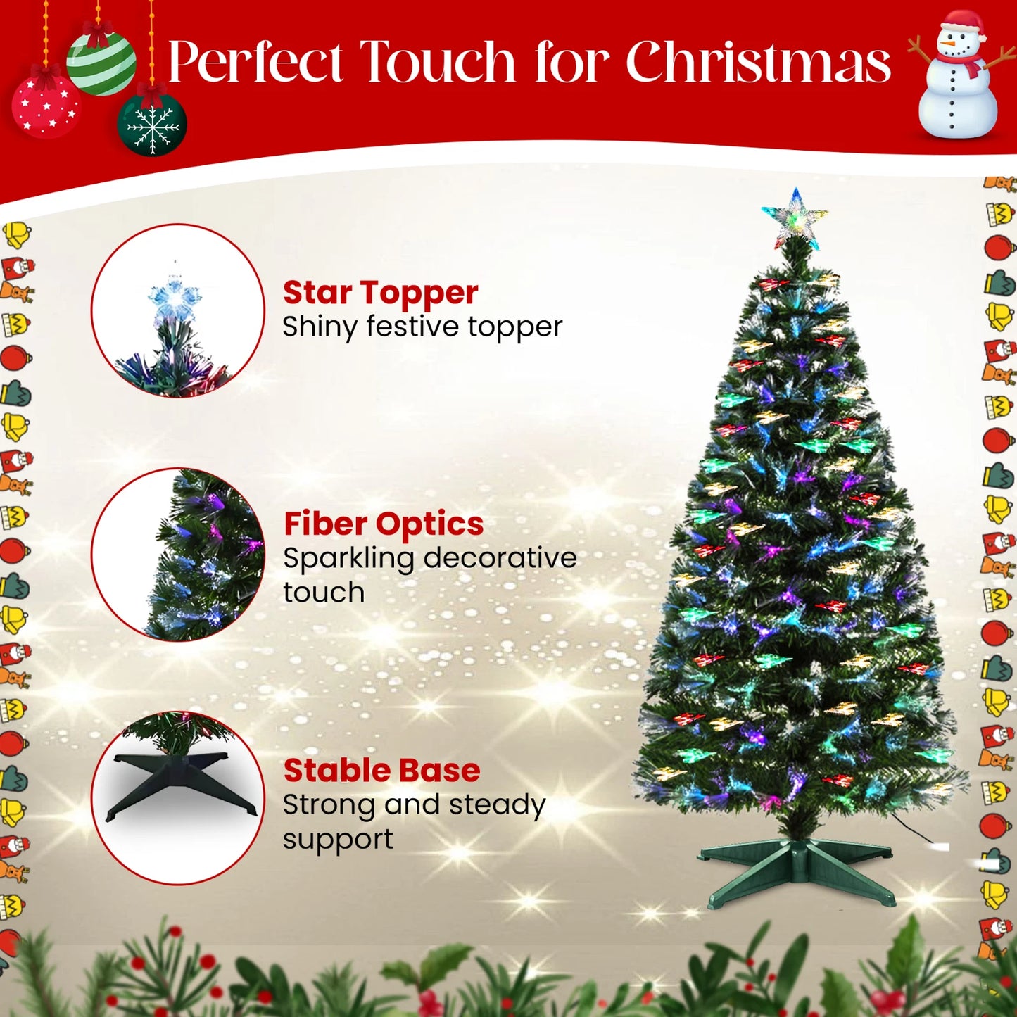 Christmas Tree Fibre Optic Artificial Colour Changing Xmas decor 4FT 5FT