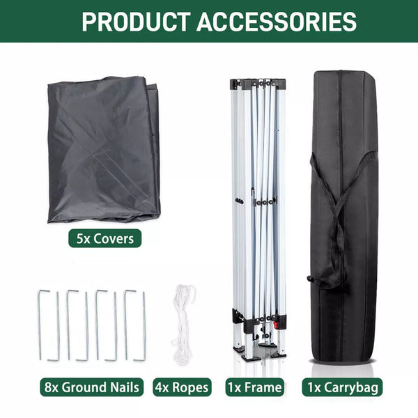 3x3M Heavy Duty Gazebo Marquee Popup Waterproof Garden Party Tent 4 WallSides