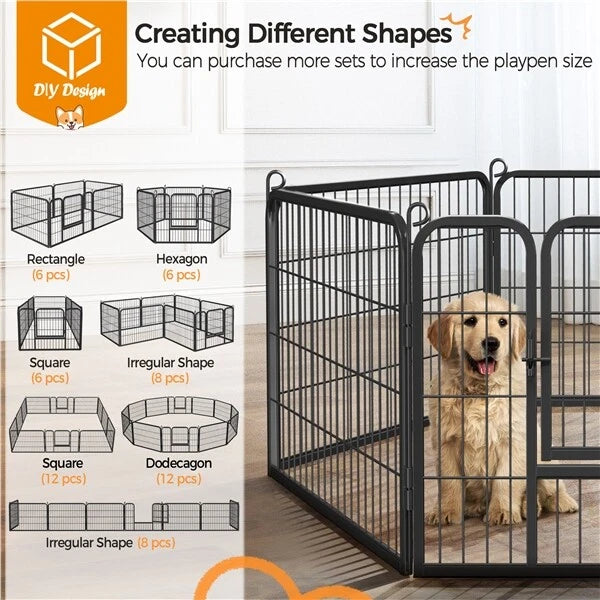 6 Panel Pet Playpen Heavy Duty Puppy Dog Pen Cat Rabbit Fence Foldable 60cm High