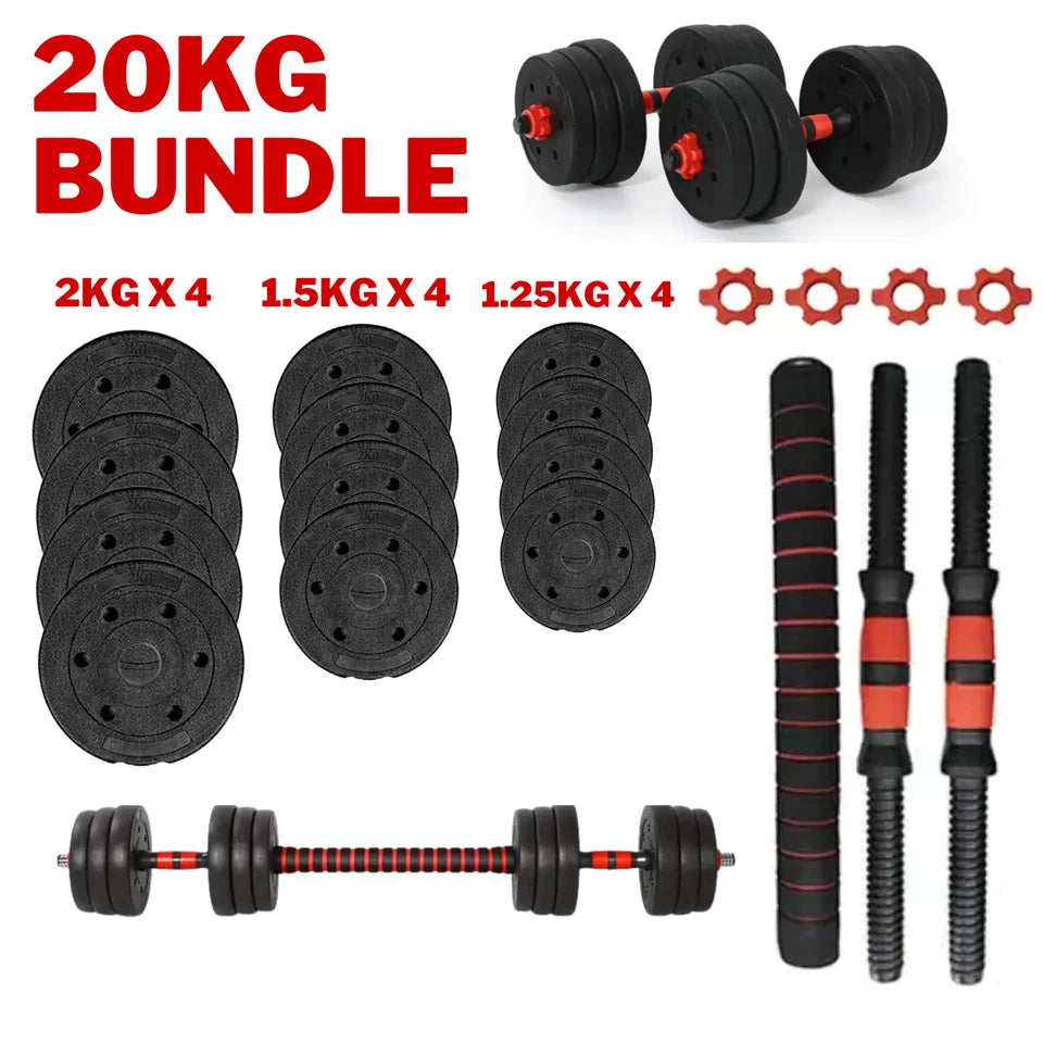 20kg Dumbbells Barbell Set with Connecting Rod