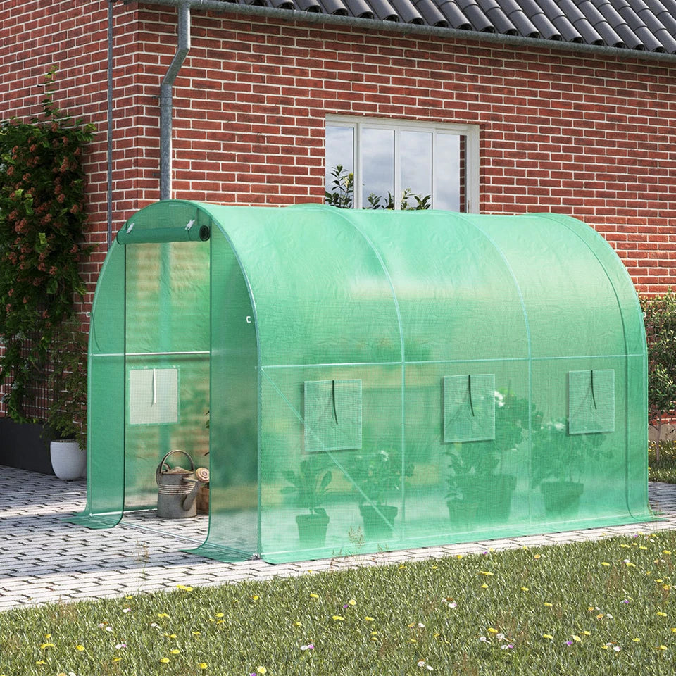 Walk-in Greenhouse Galvanised Frame Polly Tunnel Patio Garden Outdoor Polytunnel