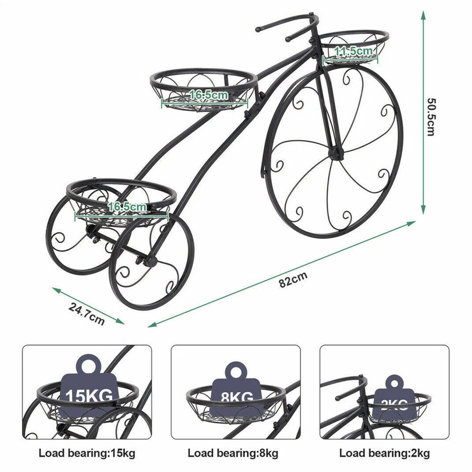 Bicycle Planter Metal Plant Stand Garden Bike Flower Pot Cart Holder Basket Deco