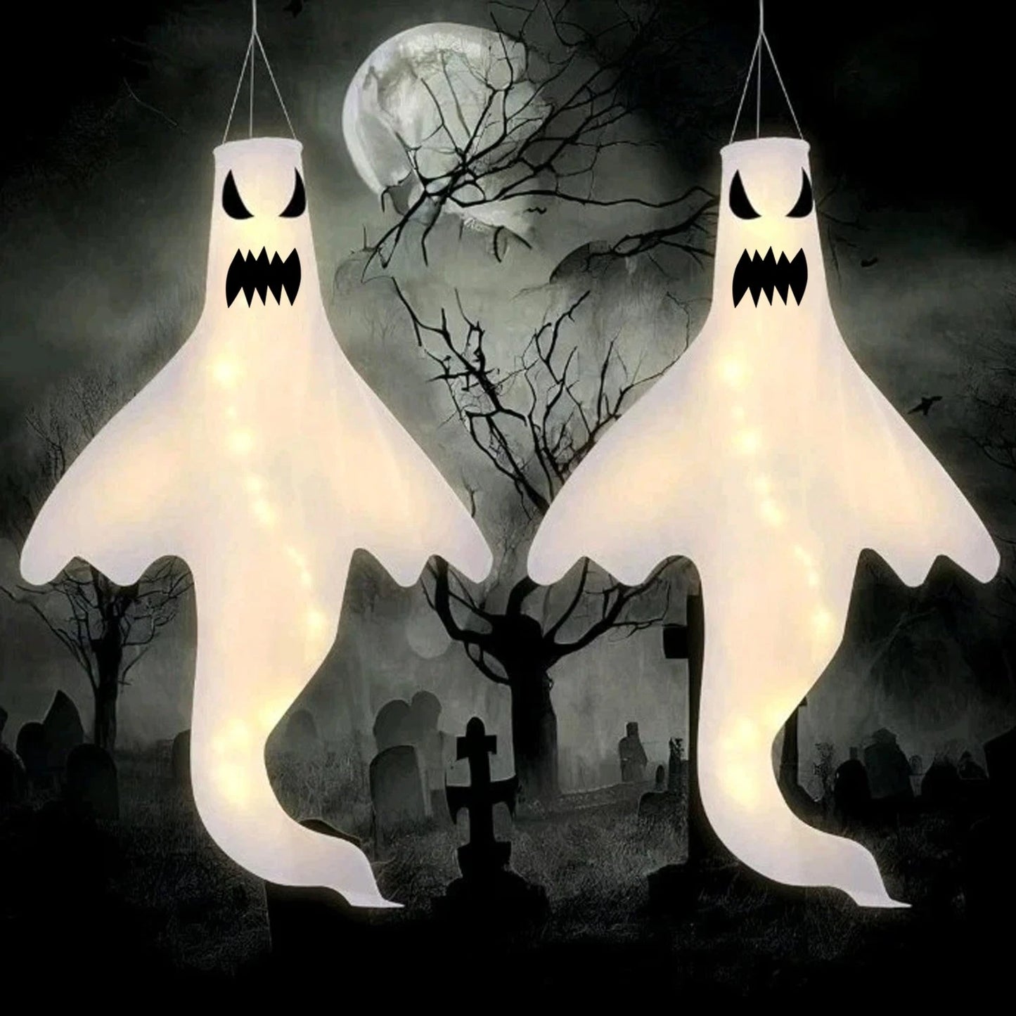 4X Halloween LED Light Ghost Outdoor Decors Garden Prop Party Hanging Decor