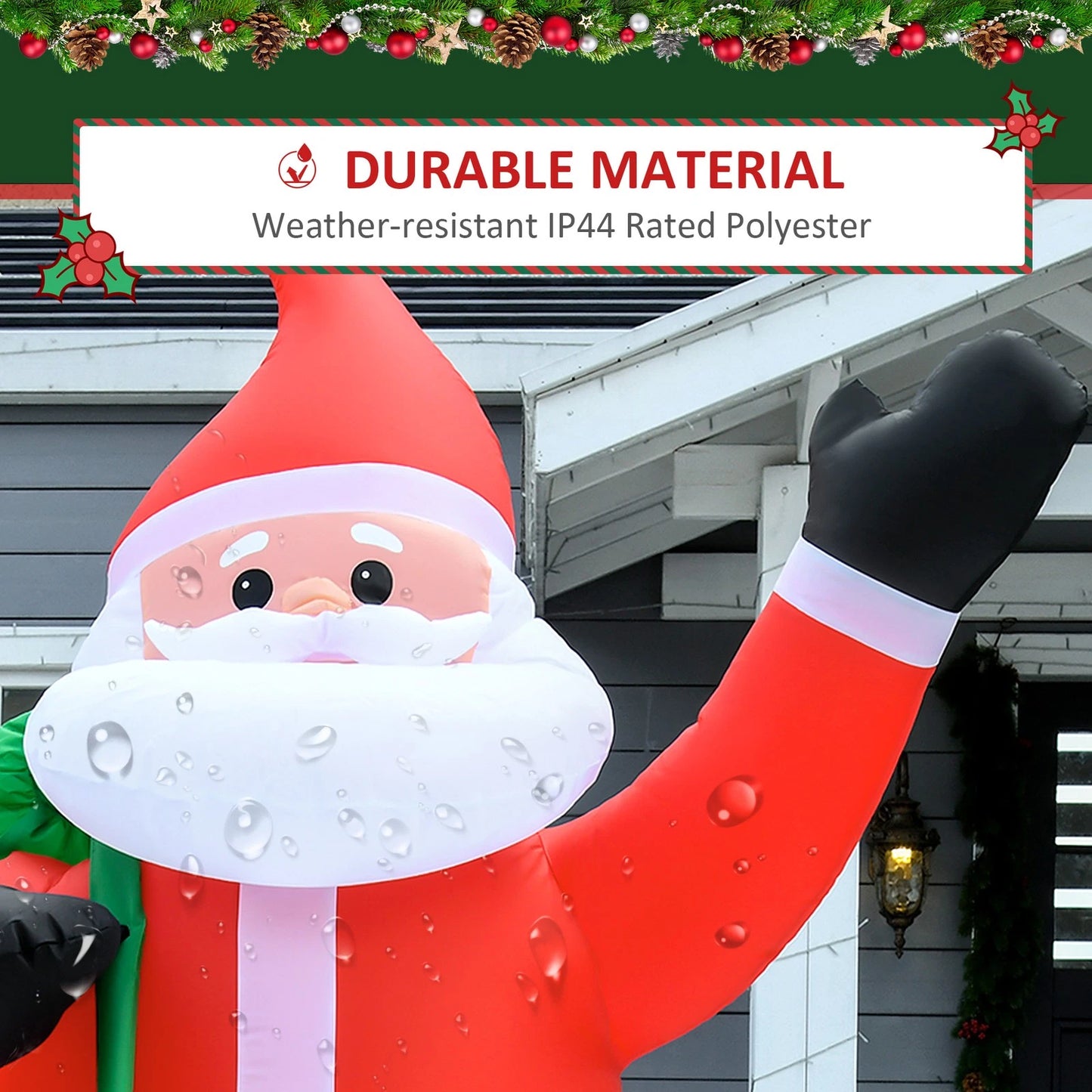 8ft Christmas Inflatable Santa Claus with Gift Bag LED Lights Outdoor Decor