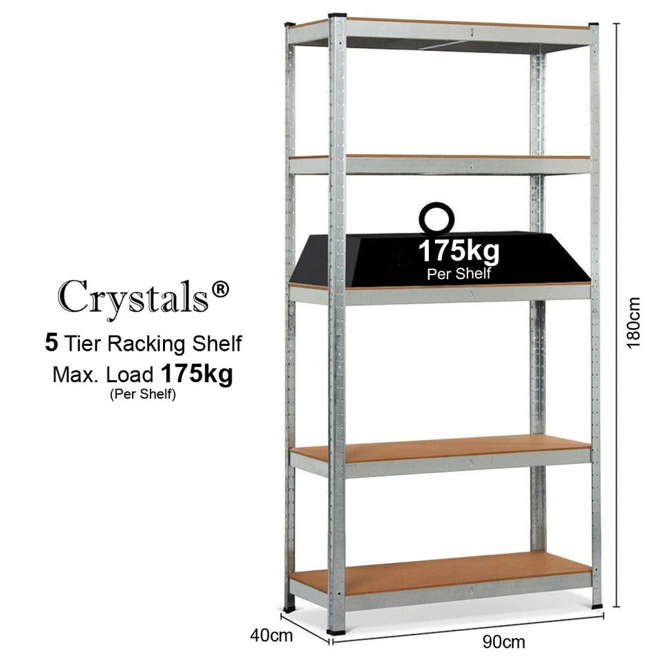 4x Metal 5 Tier Garage Shelves Shelving Unit Racking Storage 180 x 90 x 40cm