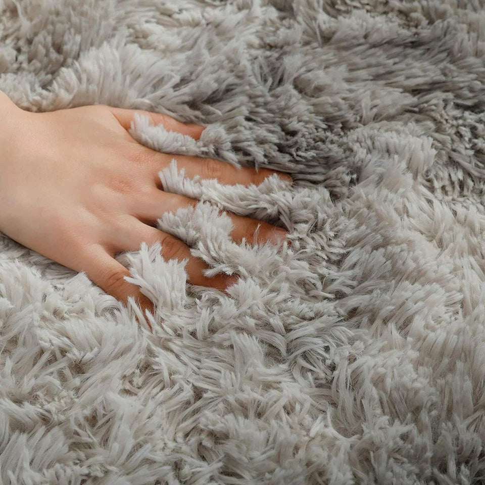 120x170cm Silver Grey fluffy rug