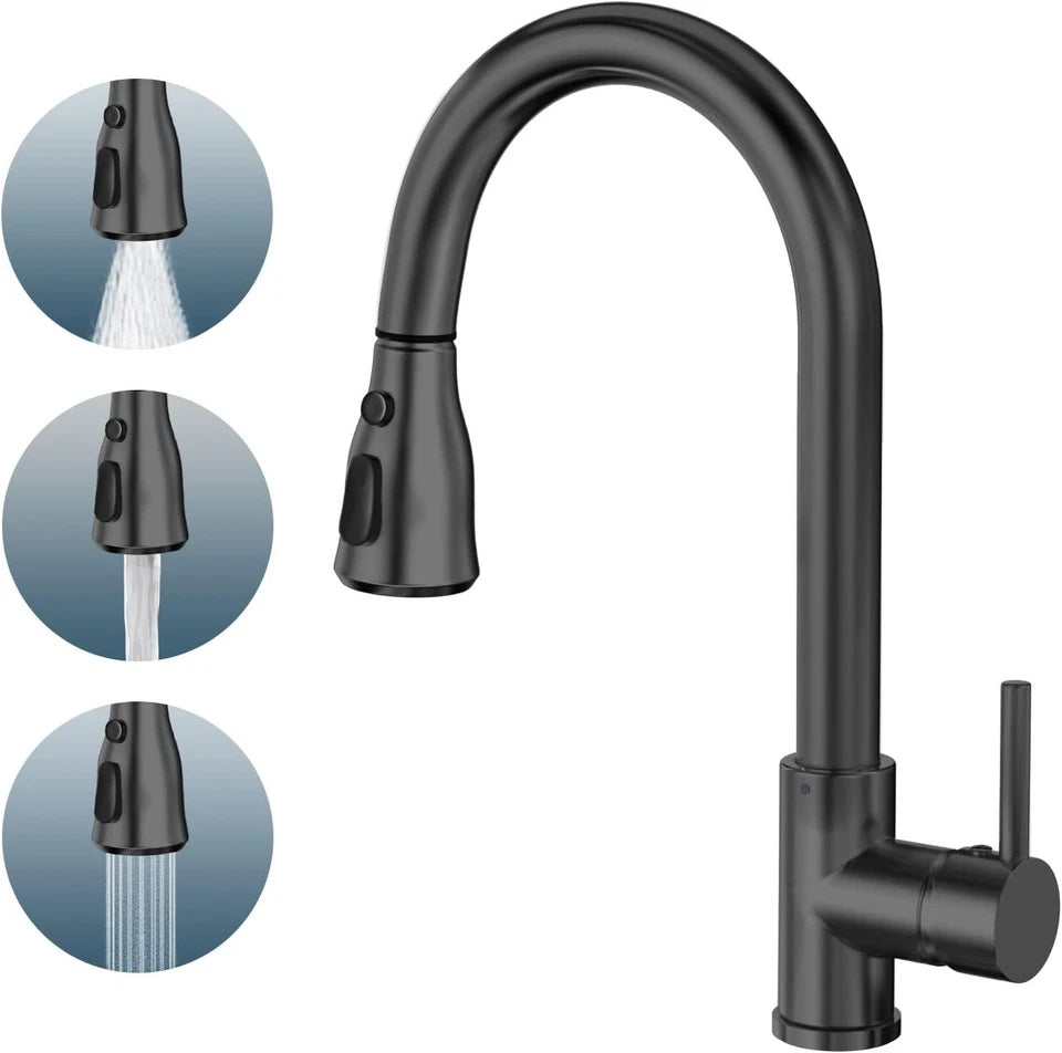 360° Kitchen Sink Mixer Taps Pull Out Spout Spray Single Lever Modern
