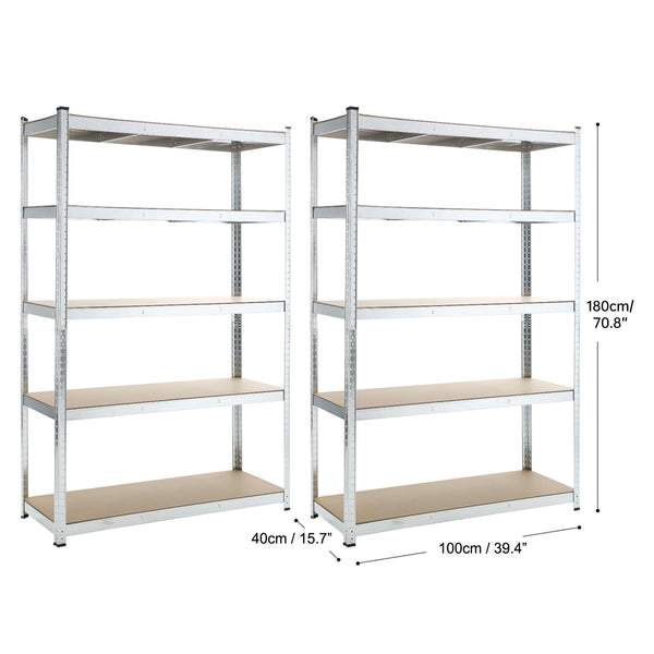 5 Tiers Shelving Units Warehouse Racking Shelf Steel Garage Unit 180x100x40CM