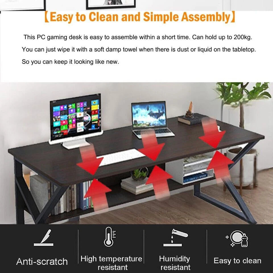 Computer Desk Laptop Pc Study Table Office Desk Home Furniture Workstation Shelf