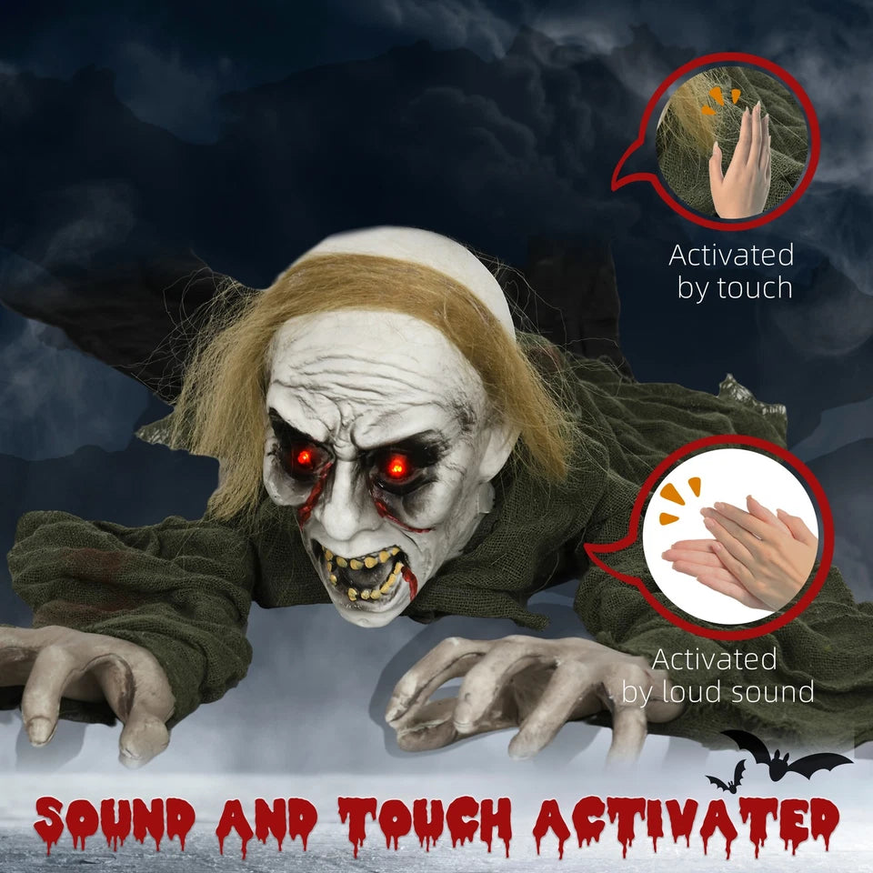 167 cm Halloween Crawling Zombie, Outdoor Animated Prop