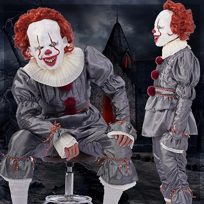 Adult Pennywise Clown Costume Halloween Cosplay Suit Outfit Fancy ( Dress Only)