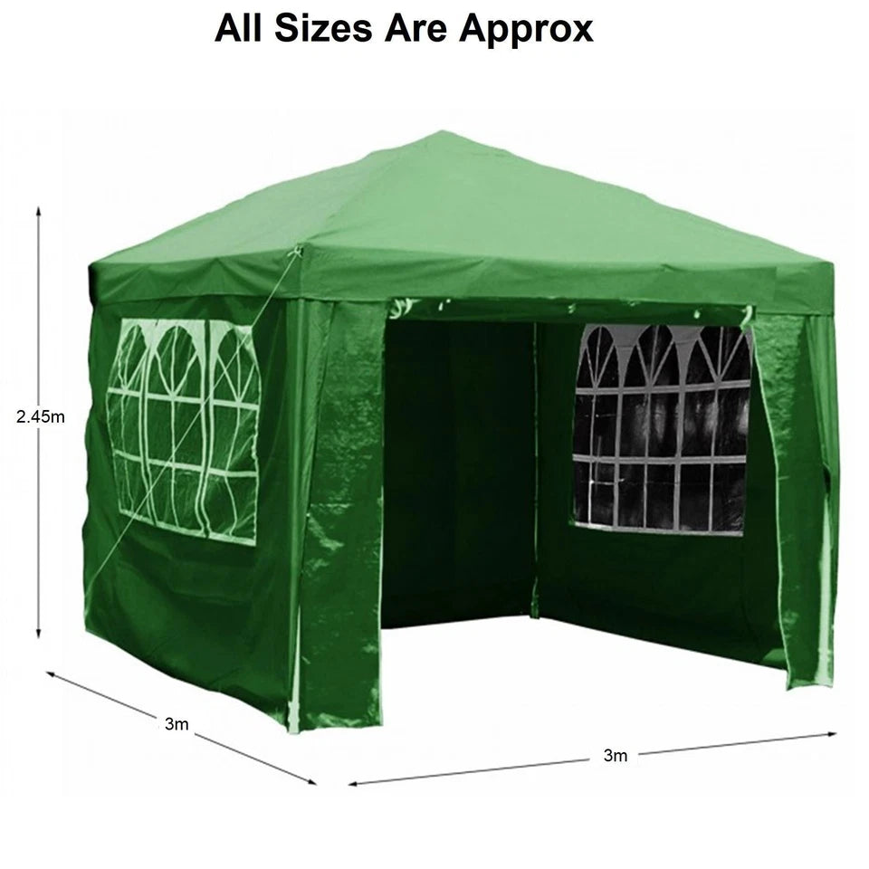 3x3m Gazebo With Sides Garden Marquee PE Awning Beach Tent