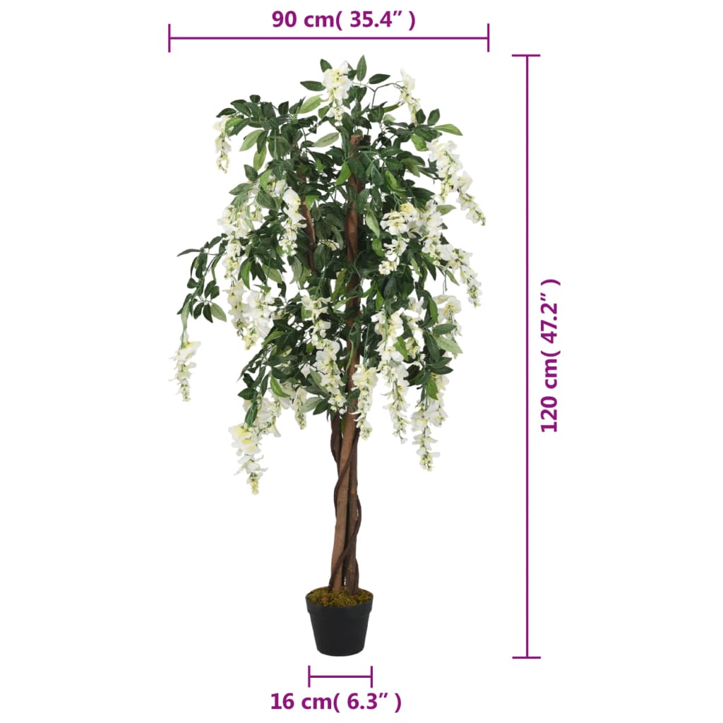 Artificial Wisteria Tree Artificial Plant 840 Leaves Green and White