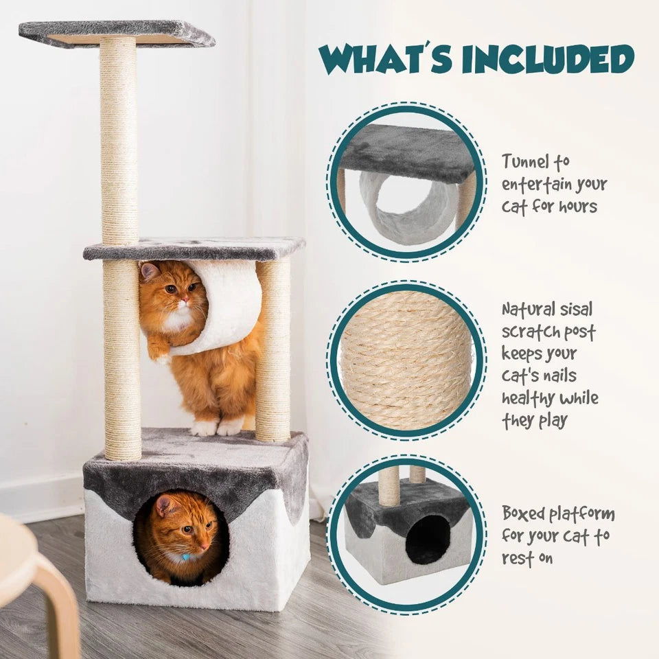 Cat Tree Scratching Tower House Activity Center Post Climbing Hammock