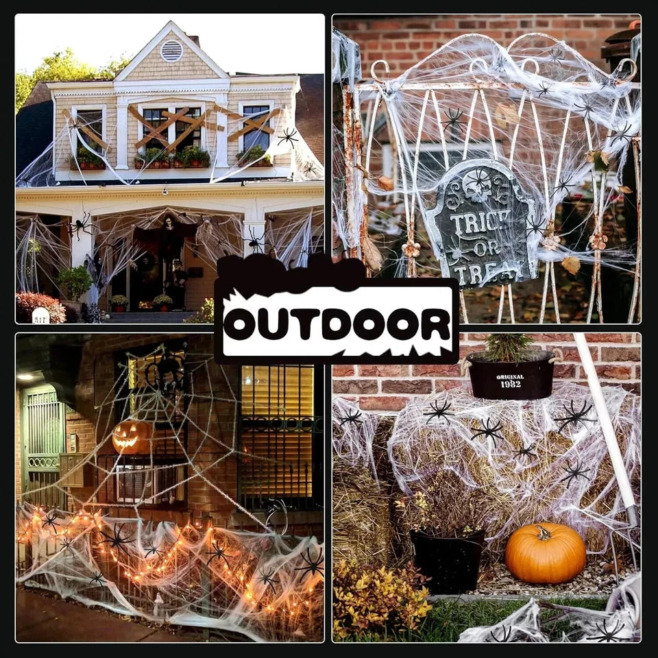 100cm LED Light Halloween Decoration Giant Spider Web Party Props Outdoor Decor