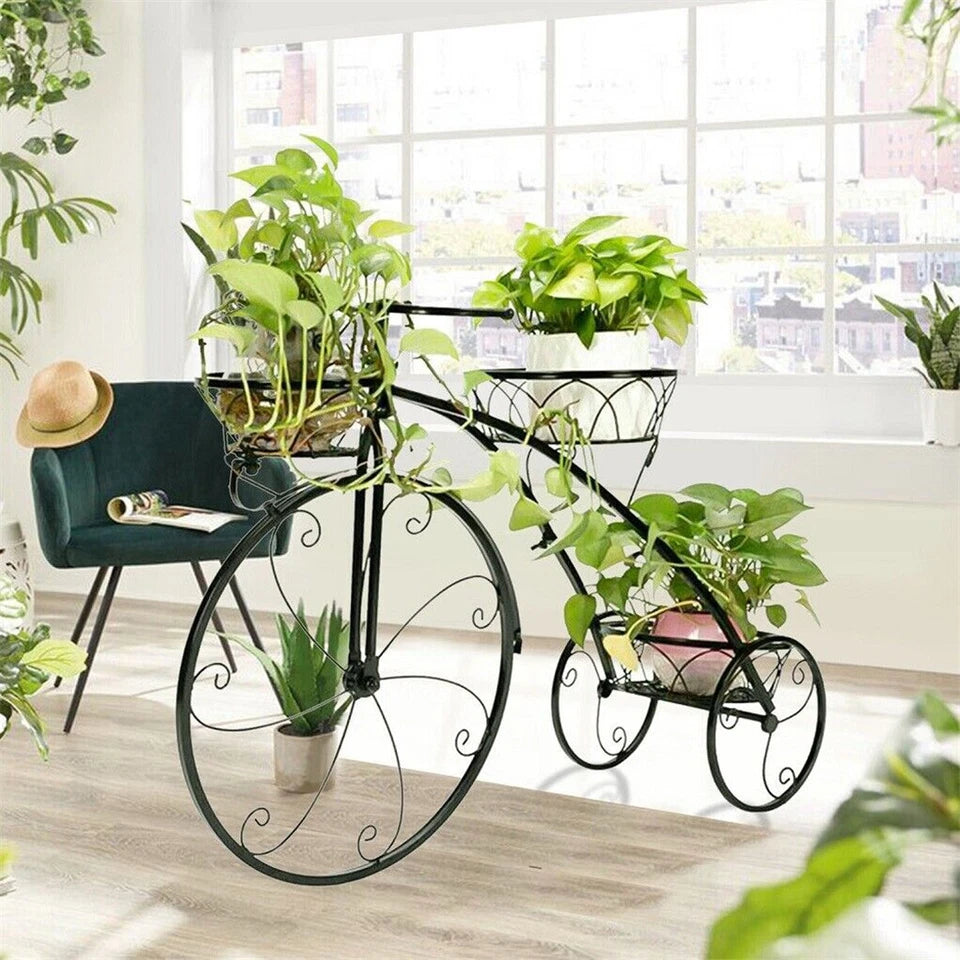 Bicycle Planter Metal Plant Stand Garden Bike Flower Pot Cart Holder Basket Deco