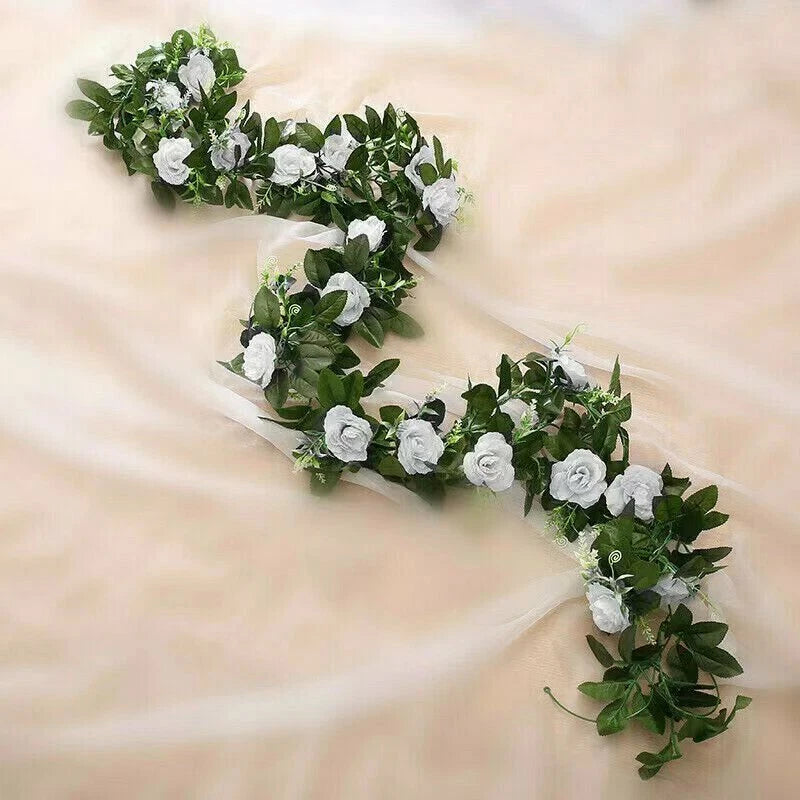 2.5m Artificial Flower Silk Rose Leaf Garland Vine Ivy Home Wedding Garden