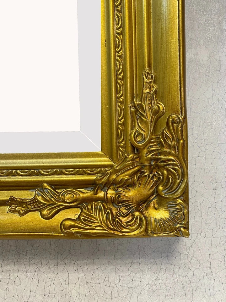 Antique Gold Ornate Wall Mirror with Stunning Hardwood Frame, Size 53 x 43cm