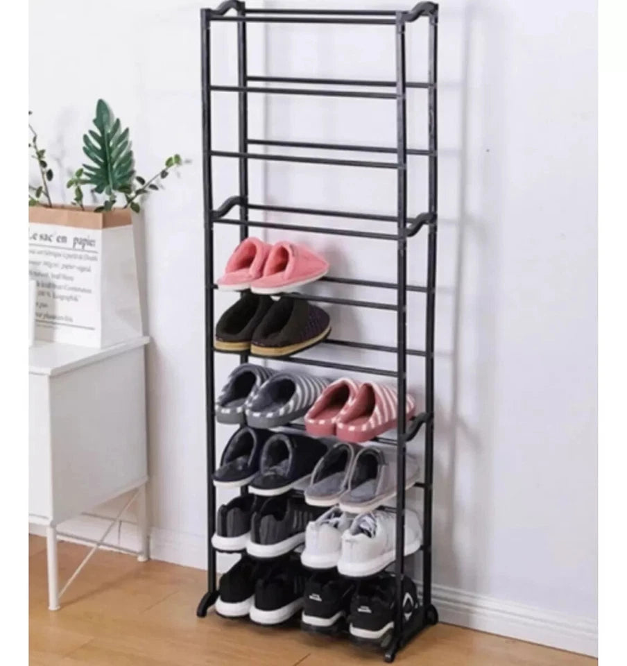 10 Tier Shoe Rack Stand Footwear Organiser Storage Metal Shelf 30 Pairs Unit