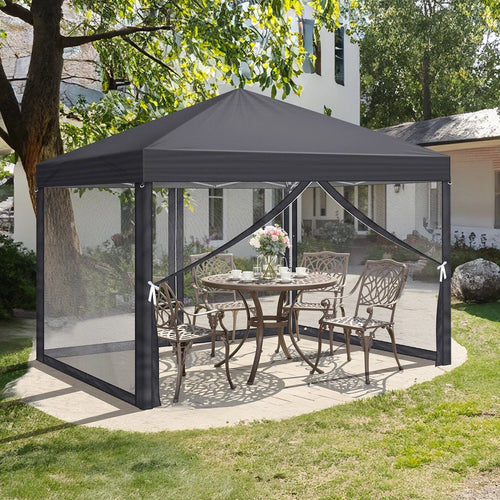 3X3M Heavy Duty Pop-up Gazebo Garden Canopy Tent W/ Detachable Mosquito Netting