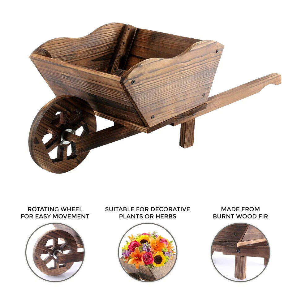 Wooden Wheelbarrow Cart Home & Garden