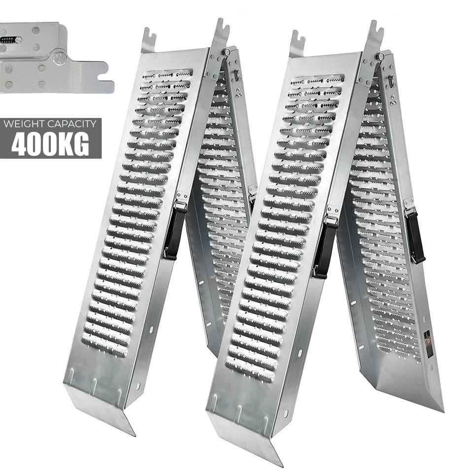 2X Foldable Loading Ramps 400KG 180Cm For Golf Buggy Lawnmower Quad Scooter