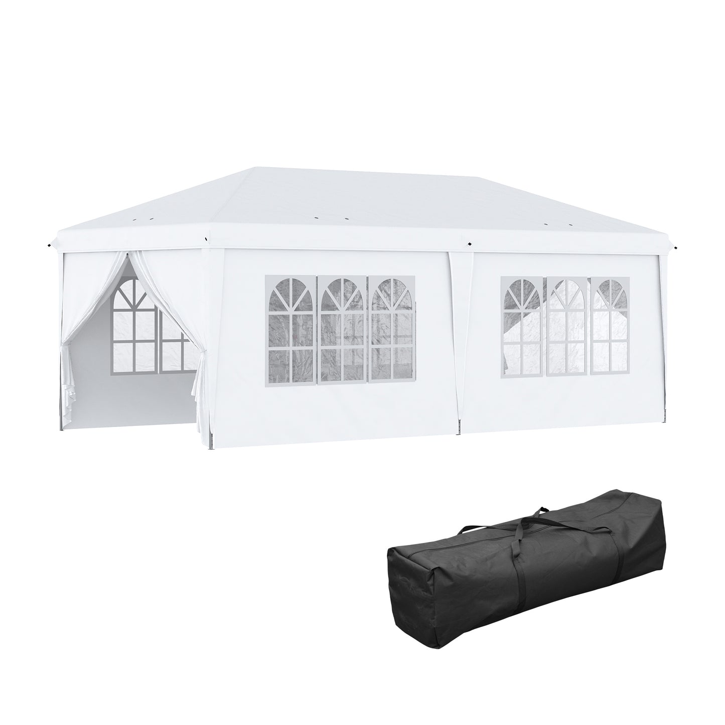 3x6m Popup Garden Heavy Duty Gazebo Marquee Party Tent Canopy with 6 Side Walls