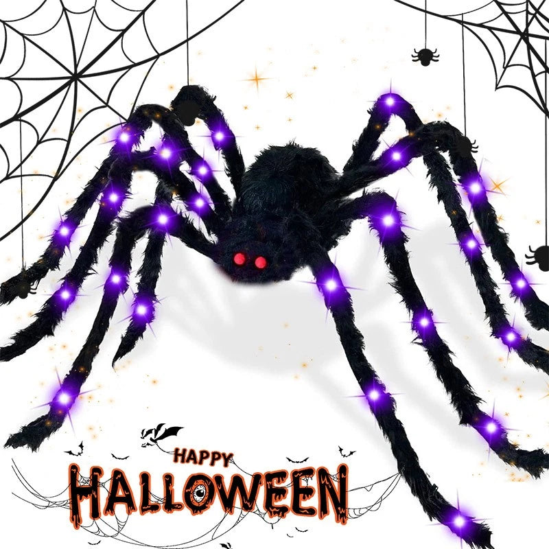 Halloween Prop Spider Decoration 150CM 8 Mode Light Up Giant Spider, Realistic
