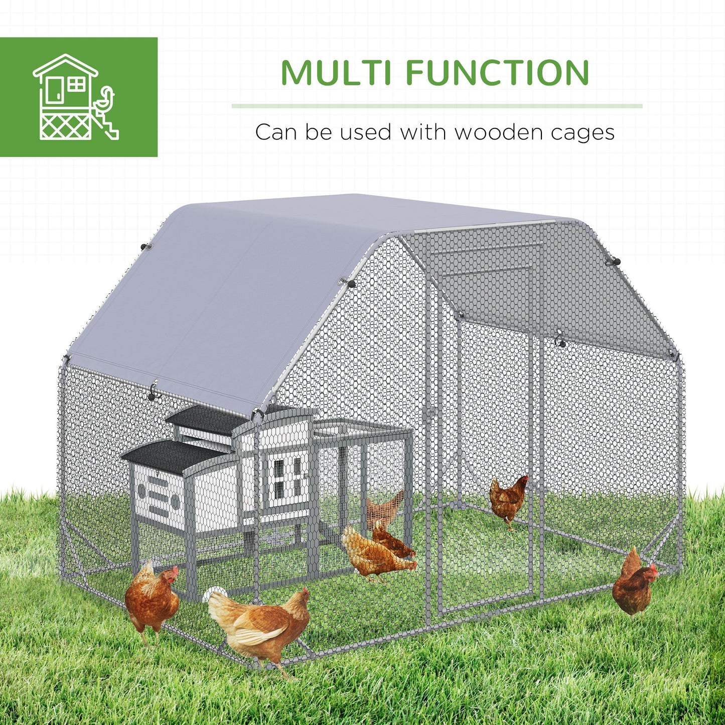 Chicken Run W/ Roof, Walk In Chicken Coop, Hen House Duck Pen