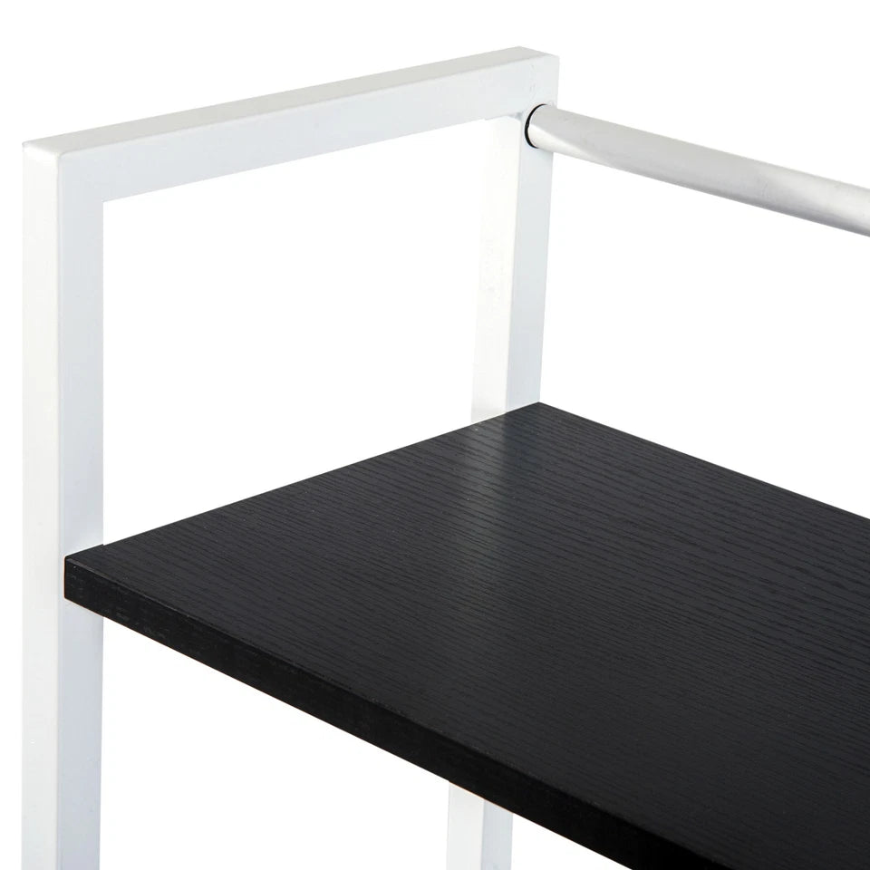 Computer Desk Laptop Table w/4-tier Bookshelf Metal Frame Black, White