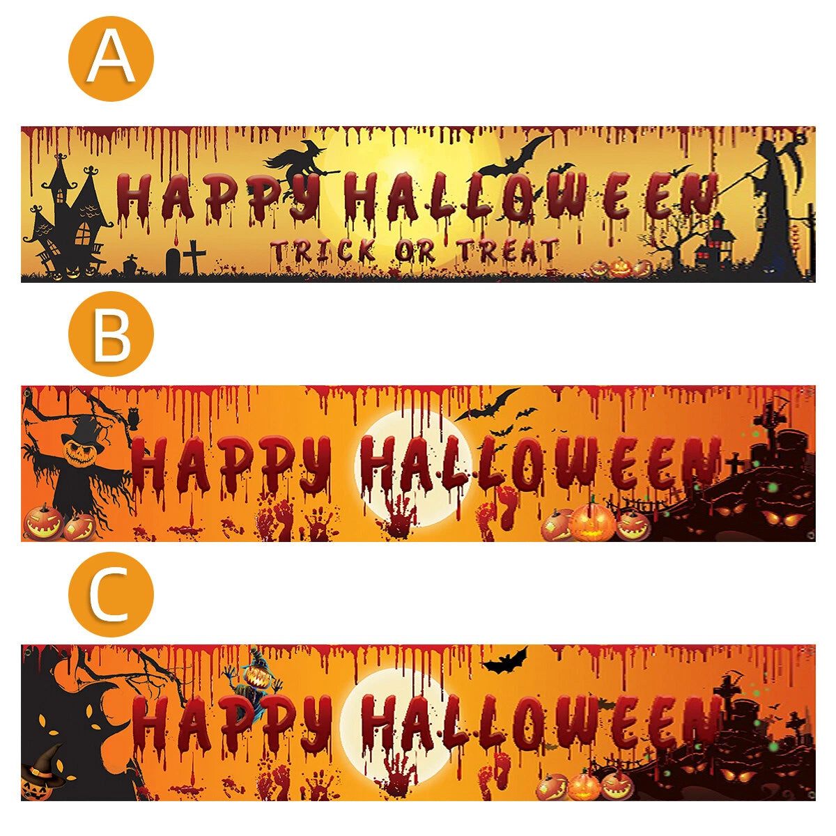 Happy Halloween Hanging Banner Flag Party Celebrate Foldable Home Outdoor Decor