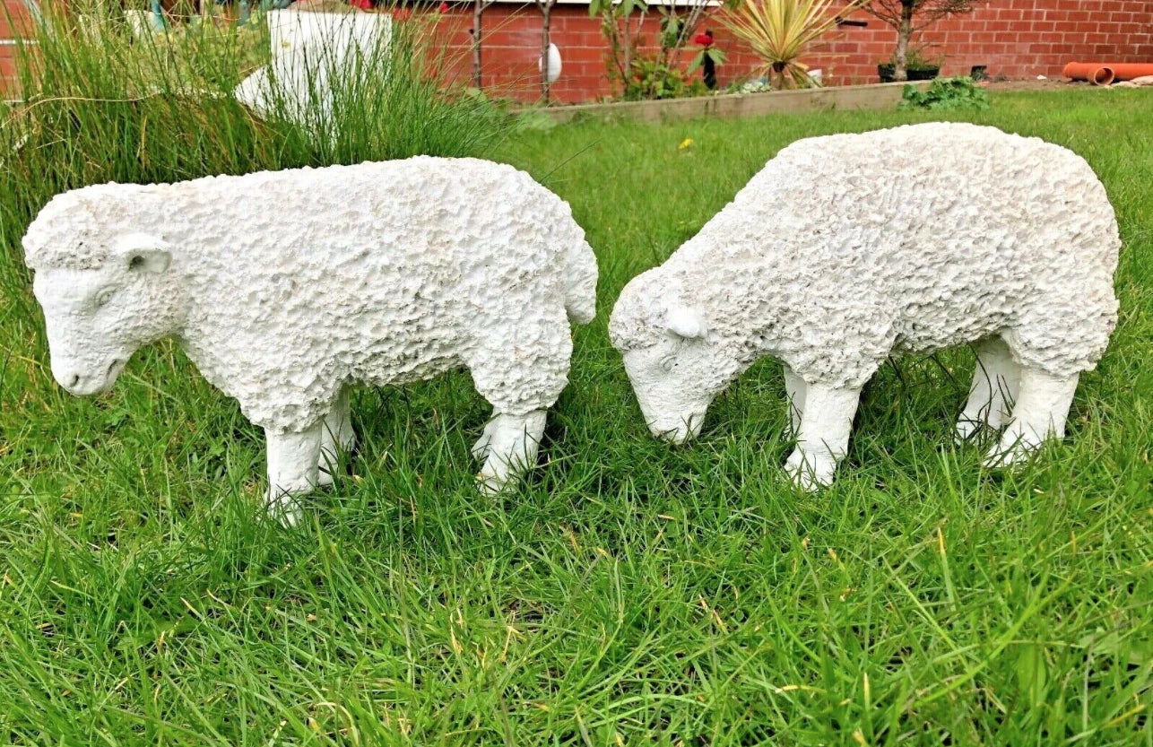 Spring Lamb Garden Ornament Resin Laying Down Sheep Statue Farmyard Gift Garden