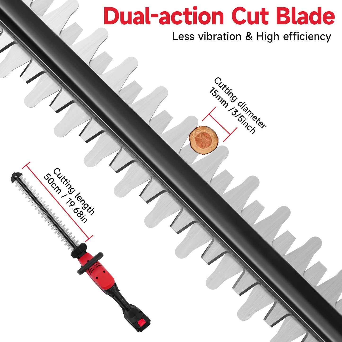 Electric Cordless Hedge Trimmer Tree Branch Cutter Tool with Battery & Charger
