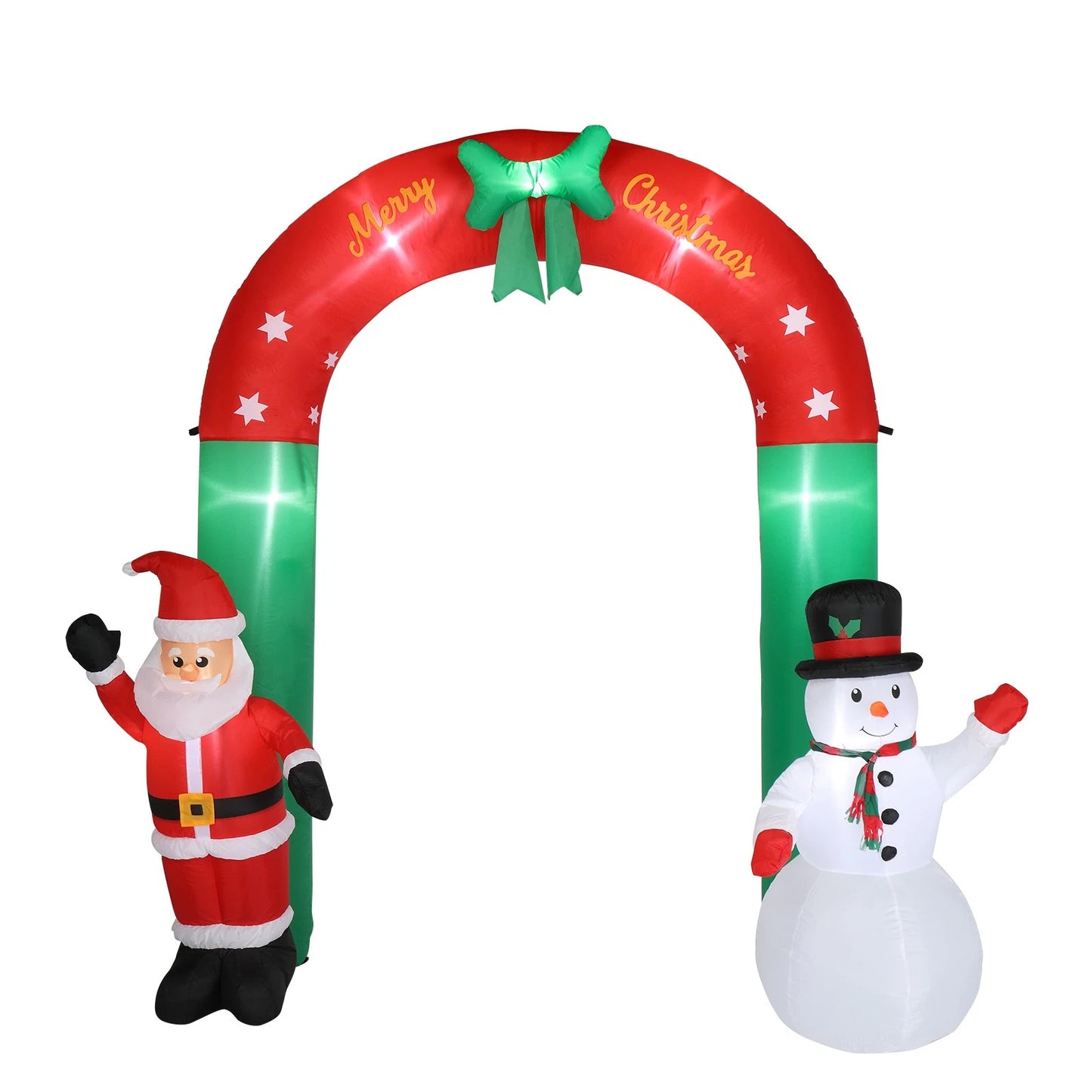 2.4M Christmas Arch Inflatable with Santa & Snowman & LED Lights Outdoor Decor