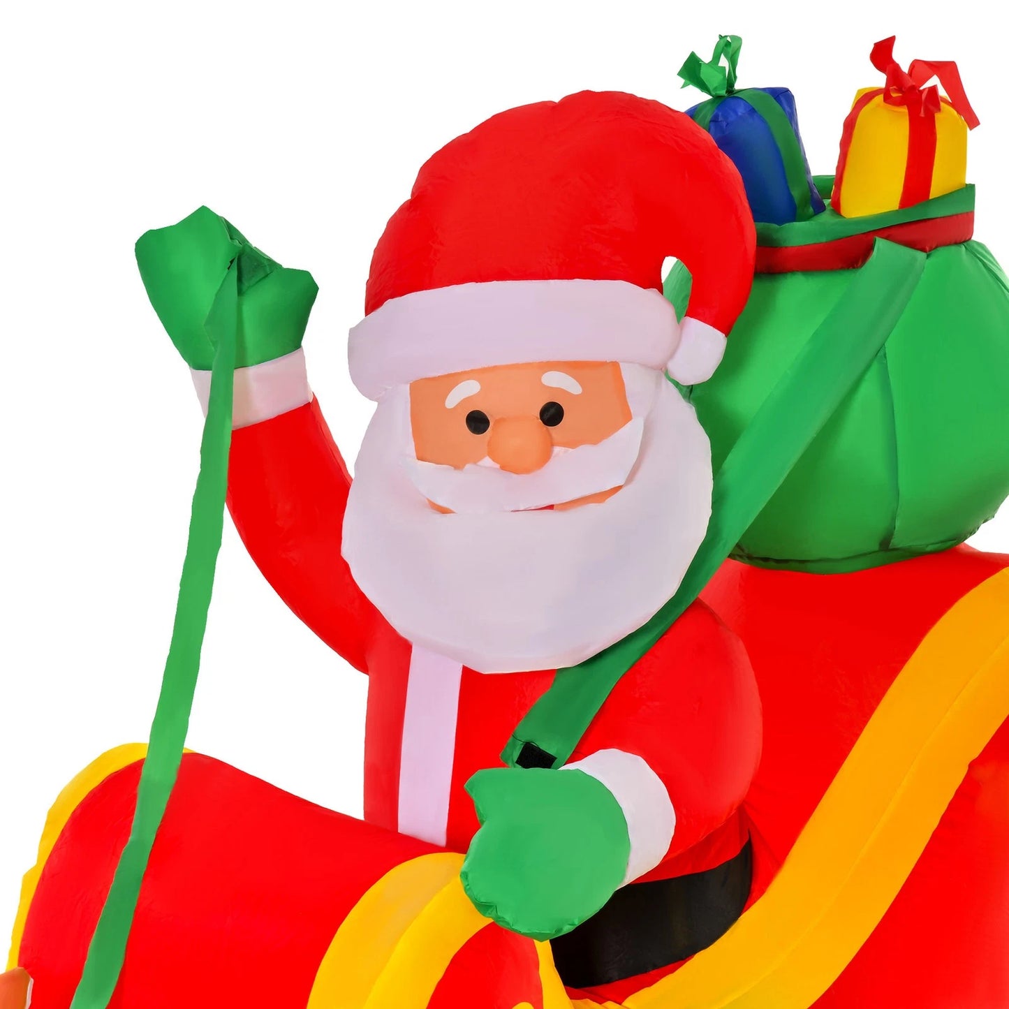 8ft Christmas Inflatable Santa Claus on Sleigh, LED Lighted Decoration