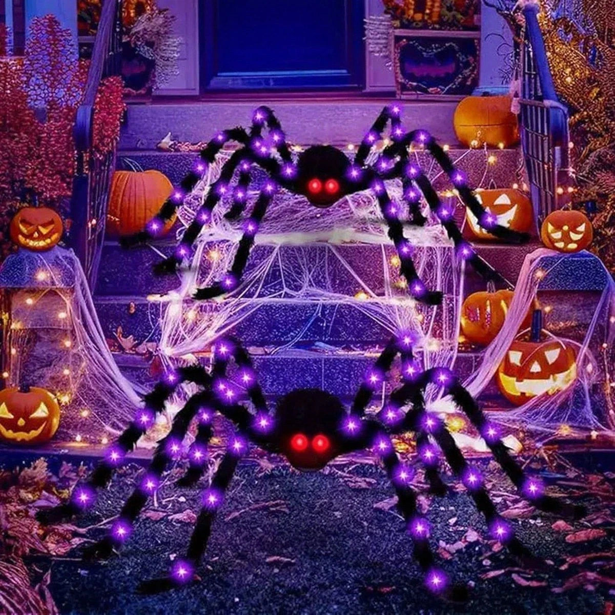 Halloween Prop Spider Decoration 150CM 8 Mode Light Up Giant Spider, Realistic