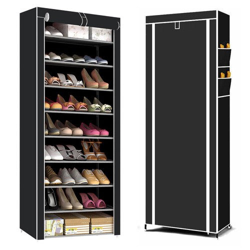 10 Tier Cabinet Storage Organiser Shoe Rack Stand Holds 27 Pairs Dustproof