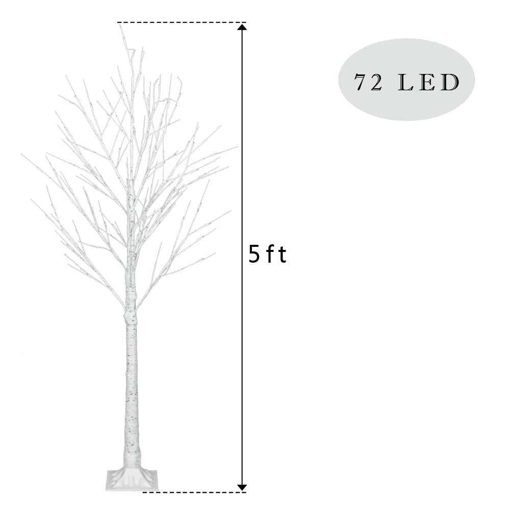 Outdoor 4ft, 6ft, 8ft Birch Christmas Twig Tree Pre Lit Ice Warm White Multi LED
