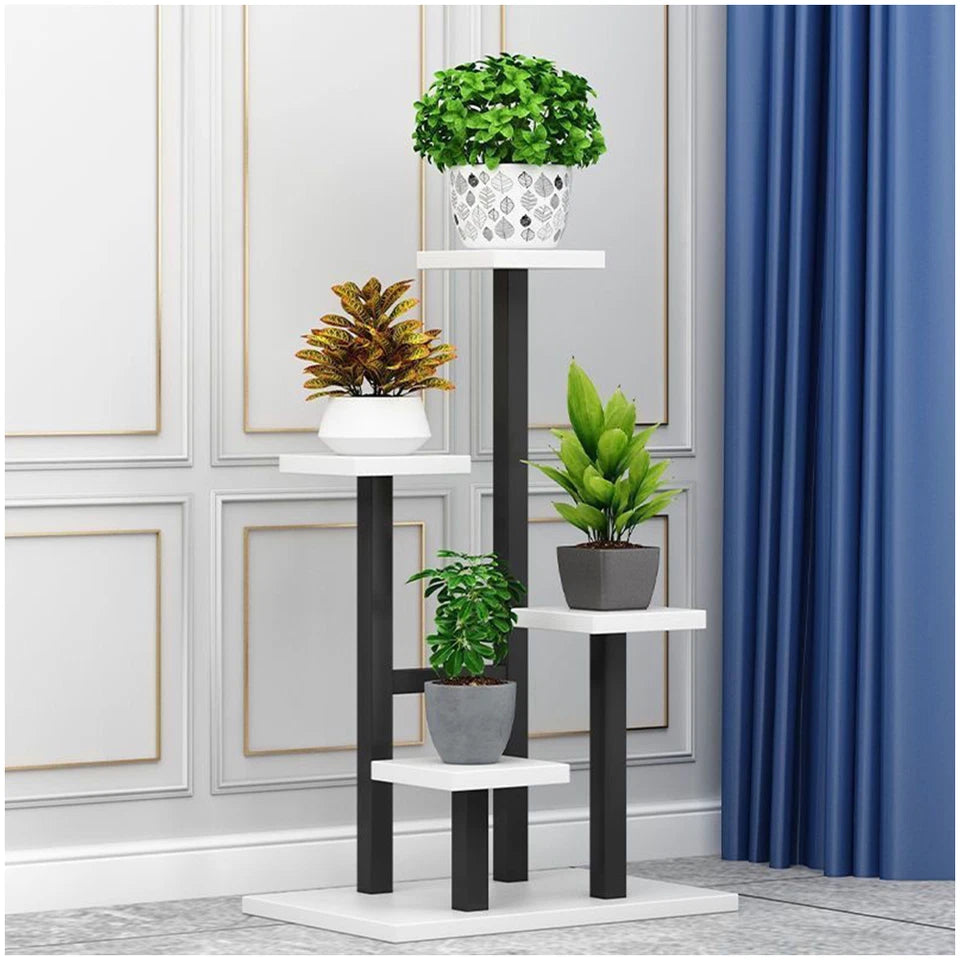 4 Tier Metal Plant Stand Indoor Outdoor Garden Flower Pot Shelf Display Rack UK