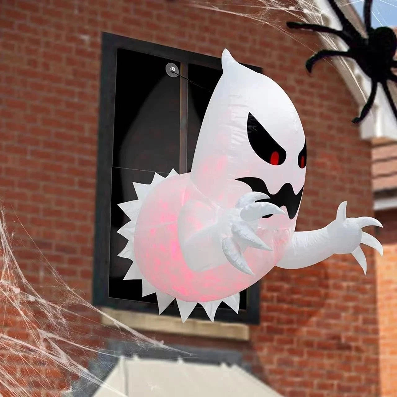 Halloween Inflatable Ghost With LED Lights Coming Out From Window Outdoor Decor