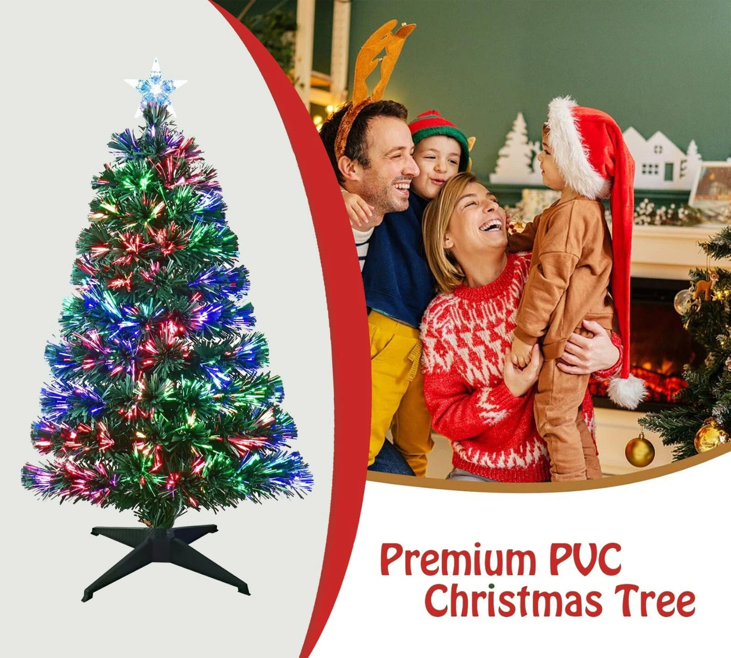 Christmas Tree Fibre Optic Artificial Colour Changing Xmas decor 4FT 5FT
