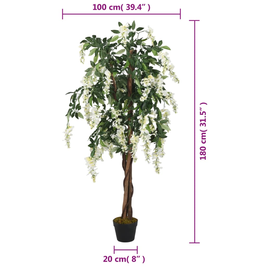 Artificial Wisteria Tree Artificial Plant 840 Leaves Green and White